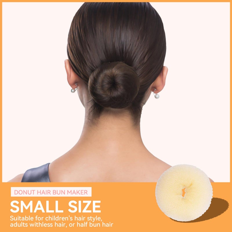 YaFex Hair Bun Maker Set, 3 Pieces (Small, Medium, Large), 6 Hair Elastics, 1 Bag Hairpins, Blonde, Nylon - Image 4